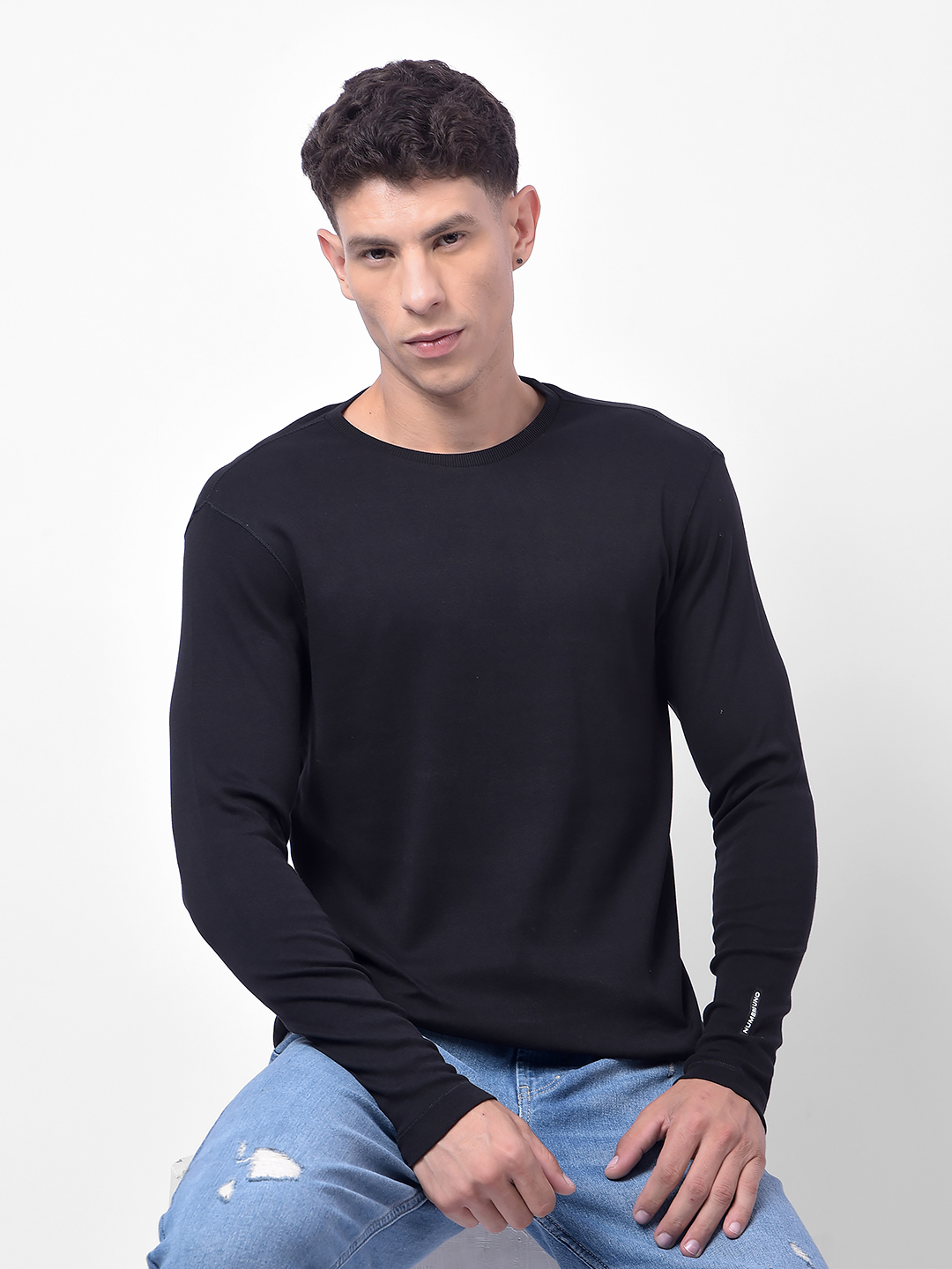 Numero Uno Men Black Crew Neck Slim Fit T-Shirt